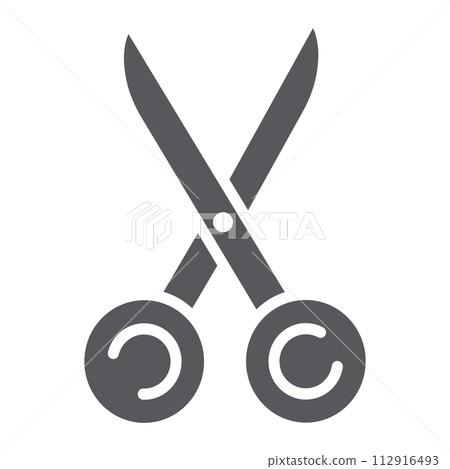 Sewing scissors glyph icon, tool and sew, tailors equipment sign, vector graphics, a solid pattern on a white background. 112916493