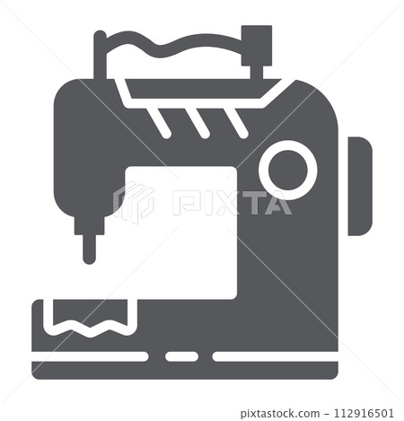 Sewing machine glyph icon, craft and sew, sewing equipment sign, vector graphics, a solid pattern on a white background. 112916501