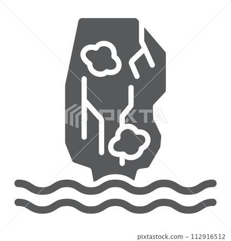 Khao phing kan glyph icon, nature and landscape, mountain on the sea sign, vector graphics, a solid pattern on a white background. 112916512