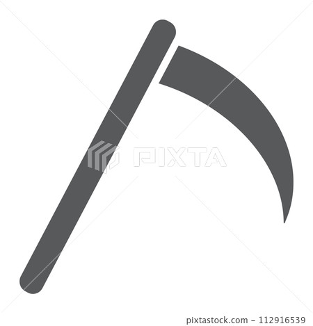 Scythe glyph icon, halloween and blade, reaper sign, vector graphics, a solid pattern on a white background. 112916539