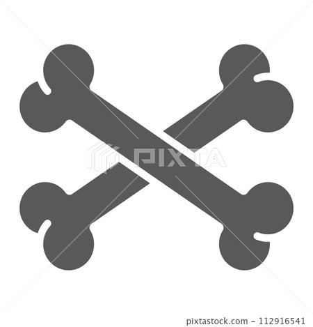Cross bone glyph icon, halloween and danger, crossed bones sign, vector graphics, a solid pattern on a white background. Cross bone glyph icon, halloween and danger, crossed bones sign, vector graphics, a solid pattern on a white background. 112916541
