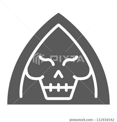 Death glyph icon, halloween and horror, reaper sign, vector graphics, a solid pattern on a white background. 112916542