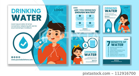 Drinking Water Social Media Post Flat Cartoon Hand Drawn Templates Background Illustration Drinking Water Social Media Post Flat Cartoon Hand Drawn Templates Background Illustration 112916700