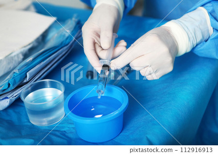 Removal of blood clots. Surgery of blood vessels. Surgical interventions on blood vessels. Endovascular surgery. The concept of healthcare. 112916913