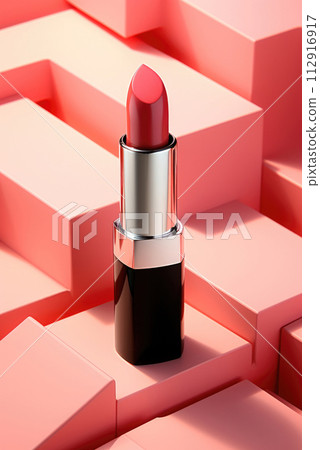 Pink lipstick on a geometric background 112916917