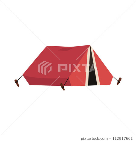Vector illustration of a triangular red tent on a white background 112917661