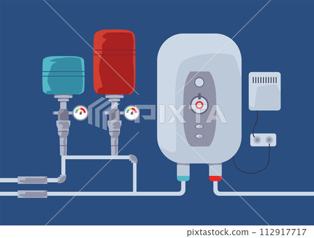 Efficient water heating system, vector illustration. Efficient water heating system, vector illustration. 112917717