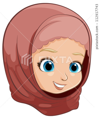 Smiling Girl in Hijab Vector Illustration 112917743