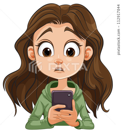 Surprised Young Girl Holding Smartphone 112917844