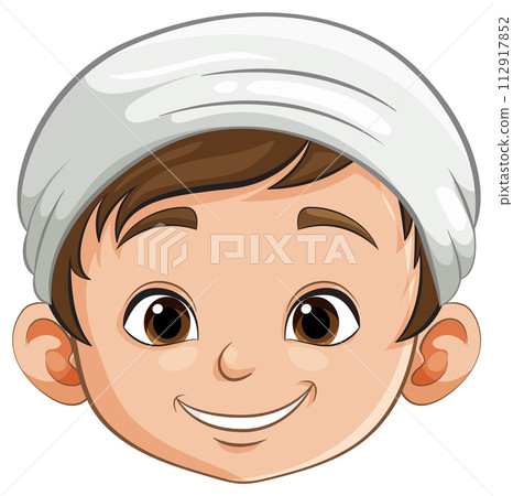 Cheerful Boy in White Hat Illustration 112917852