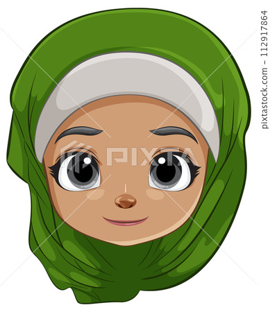 Smiling Character in Green Hijab 112917864