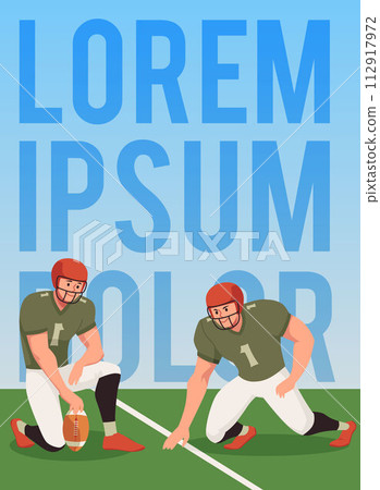 College football poster. Students in action, space for text. College football poster. Students in action, space for text. 112917972
