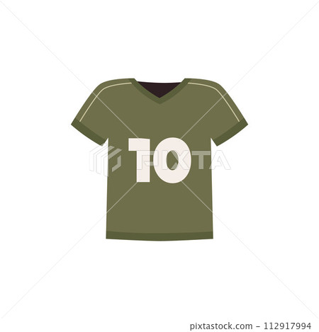 Green sport T-shirt with short sleeve and number 10 print, unisex jersey design clothes front view, vector sport uniform 112917994