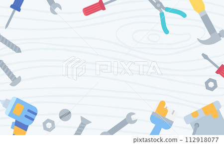 wood grain and tools background 112918077