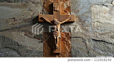 Good Friday, Jesus Christ on the crucifixion, a poignant symbol of sacrifice, redemption, and the profound Christian narrative. Good Friday, Jesus Christ on the crucifixion, a poignant symbol of sacrifice, redemption, and the profound Christian narrative. 112918250