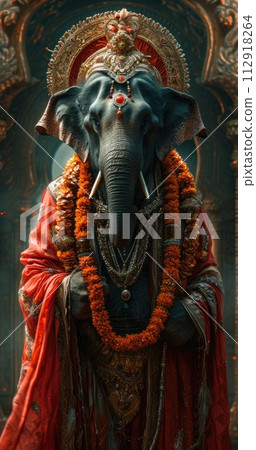 Gudi padwa ganesha: hindu deity divine essence celebrating the joyous convergence of cultural traditions and auspicious beginnings in the vibrant spirit of the hindu new year Gudi padwa ganesha: hindu deity divine essence celebrating the joyous convergence of cultural traditions and auspicious beginnings in the vibrant spirit of the hindu new year 112918264