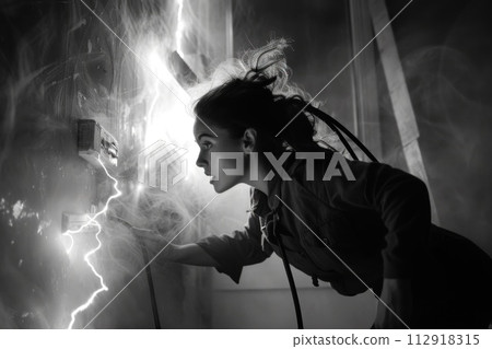 Celebrating labor day: powerful black and white image capturing the versatility of woman at work, showcasing their strength, dedication, and contributions across diverse professions and industries 112918315