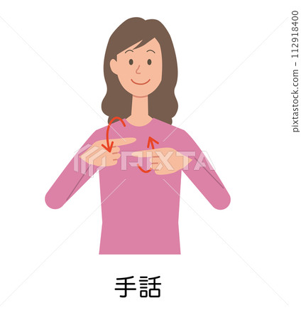 Illustration of a woman using sign language 112918400