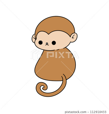 A cute cartoon monkey with a big smile on its face 112918433