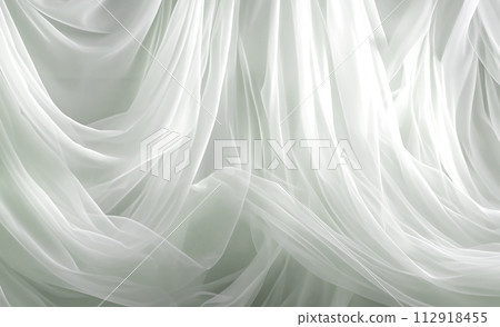 柔和的織物背景，掛著大量白色和淺色的雪紡 112918455