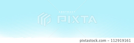 Abstract background with blue and white glowing wavy particle lines. Modern minimal trendy shiny lines pattern. Vector illustration 112919161