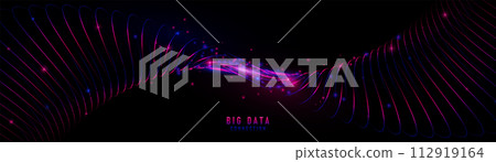 Abstract background with magenta and blue glowing flow wavy lines particle. Futuristic connection technology. Big data connecting network 112919164
