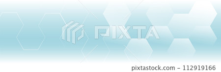 Abstract background with white and blue hexagon pattern. Modern minimal trendy horizontal. Healthcare and technology background. Vector illustration 112919166