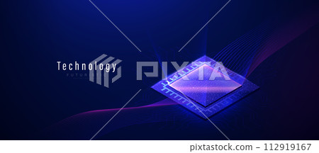 Abstract CPU circuit board technology background. Futuristic computer microchip processor. Illustration vector 112919167