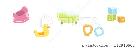 Baby Nursery Item and Infant Object Vector Set 112919603