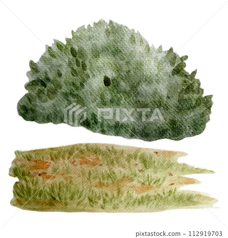 Bush watercolor illustration set isolated on white Bush watercolor illustration set isolated on white 112919703