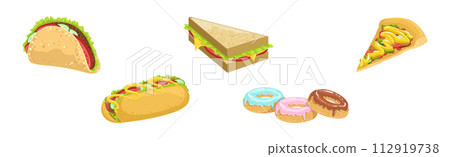 Tasty Fast Food Object and Item Vector Set Tasty Fast Food Object and Item Vector Set 112919738