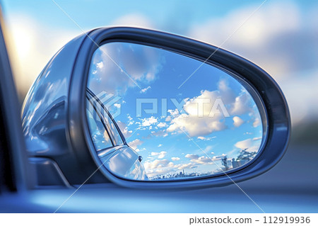 close up of car side mirror close up of car side mirror 112919936