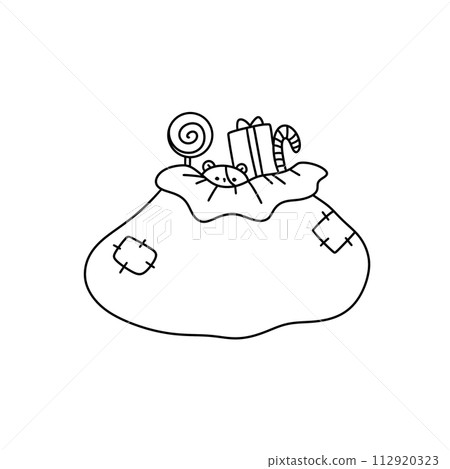 A white bag with a black handle and a black 112920323
