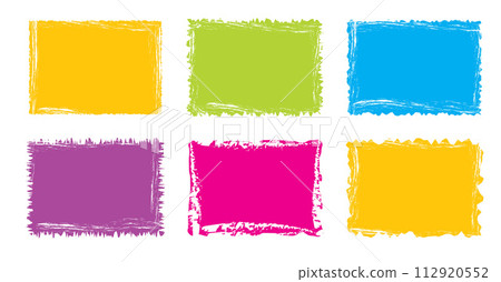 Jagged rectangle. Bright color simple shapes. Rectangle paper template jagged and rough. Jagged rectangle. Bright color simple shapes. Rectangle paper template jagged and rough. 112920552