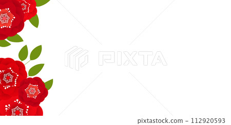 Hello spring banners collection. Background with color leaves, flowers. Nature concept design. Modern floral compositions in trendy flat simple style. Vector illustration for poster, greeting card 112920593