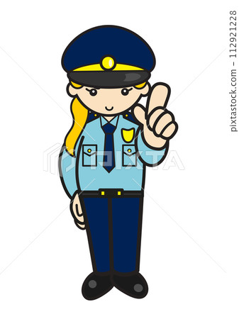 白種人女警官指向姿勢 112921228