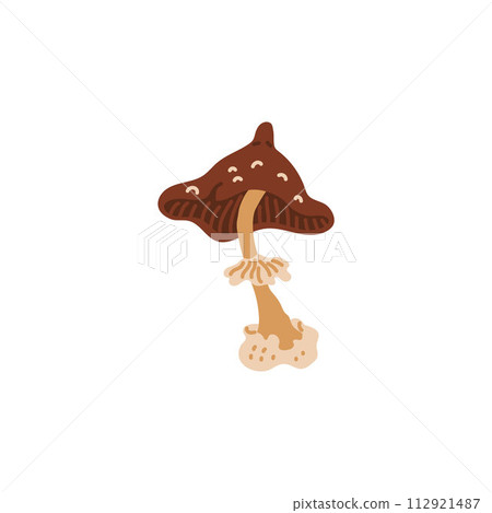 Whimsical brown mushroom vector illustration Whimsical brown mushroom vector illustration 112921487