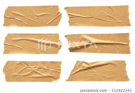 Brown adhesive paper tape set isolated on white background 112922141