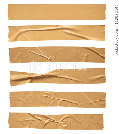 Brown adhesive paper tape set isolated on white background Brown adhesive paper tape set isolated on white background 112922143