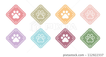 dog paw vector footprint icon logo diamond square pastel color cat kitten pet puppy doodle cartoon character illustration symbol design clip art 112922337