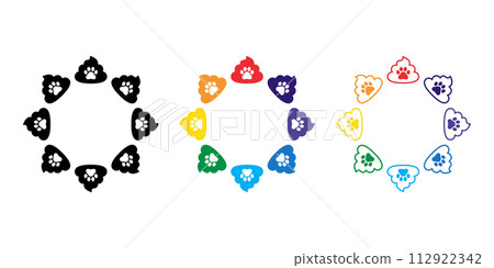 Poo vector dog paw footprint icon rainbow toilet puppy logo round cartoon character symbol doodle illustration design clip art 112922342