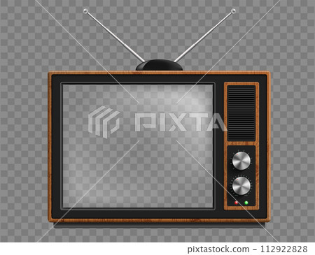 Retro style TV with transparent screen Retro style TV with transparent screen 112922828