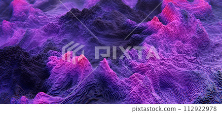 Abstract purple cubic landscape technology background. Technology concept 112922978