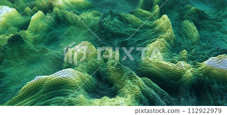 Abstract green cubic landscape technology background. Eco concept background 112922979