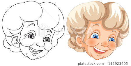 Cheerful Grandma Vector Illustration 112923405