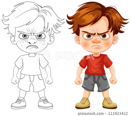 Angry Cartoon Boy Illustration Angry Cartoon Boy Illustration 112923422