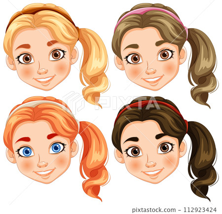 Diverse Female Faces Vector Set Diverse Female Faces Vector Set 112923424