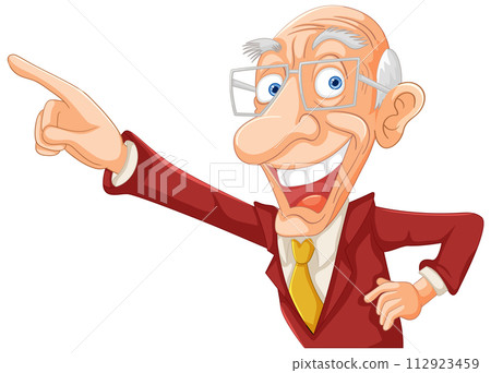 Cheerful Senior Man Pointing Forward 112923459