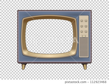 Vector retro television mock up isolate on transparent grid Vector retro television mock up isolate on transparent grid 112923468