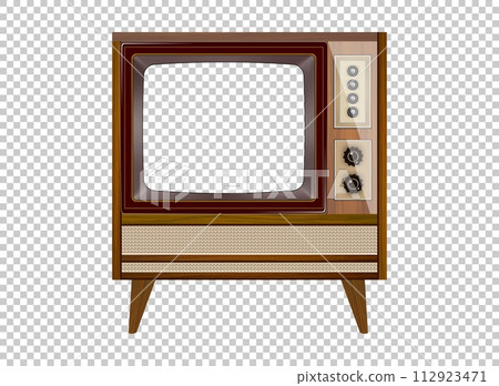 Vector retro television mock up isolate on transparent grid 112923471